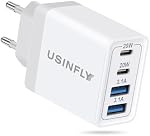 Adaptateur de prise de voyage européenne, 40W 4-Port USB C Bloc de chargeur mural de type C Adaptateur d'alimentation international rapide, US à l ' Europe EU, pour iPhone 17 16 15 14 13 12 Pro Max iPad Galaxy, Les essentiels de voyage