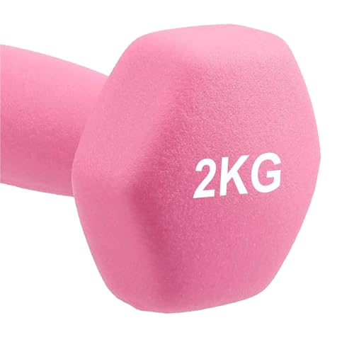 Image of AmazonBasics Neoprene Dumbbell 2 Kg, Set of 2 (Hot Pink)