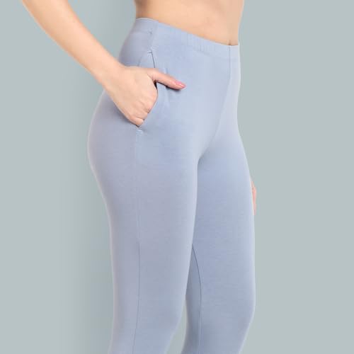 Image of ONE SKY Women Ankle Length Leggings | Premium Cotton Modal Spandex Blend | High Waist Stretchable & Bio-Washed Fabric | Colour-Lock | Ethnic Leggings for Women