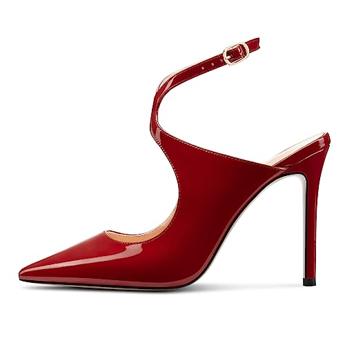 Castamere Womens Stiletto High Heel Pointed Toe Cross-Strap Ankle Strap Slingback Pumps Prom Sexy 3.9 Inches Heels2