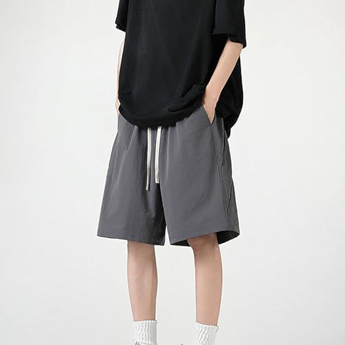 Men's Athletic Shorts Lace up Elastic Waist Workout Sweatpant Plus Size Fashion Breathable Loose Comfy Crop Pants4