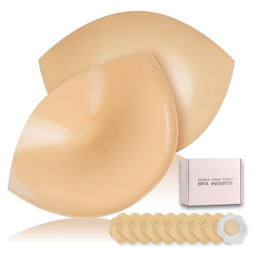 Auteek Double-Sided Sticky Bra Inserts, Invisible Lift Self Adhesive Boob Pads Push up Breast Pads Reusable Washable