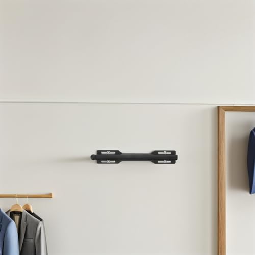 Barre de penderie extensible noir en acier robuste pour dressing - 7