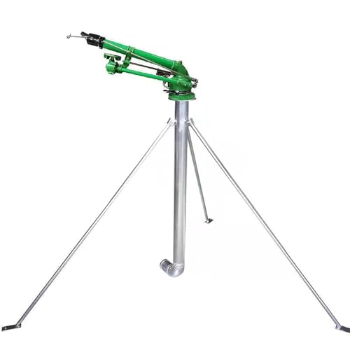 El rociador de césped de aleación de zinc resistente, rango de 22-55m, boquilla oscilante giratoria 360, soporte ajustable del trípode para los patios y jardines grandes, incluye puntas de reemplazo