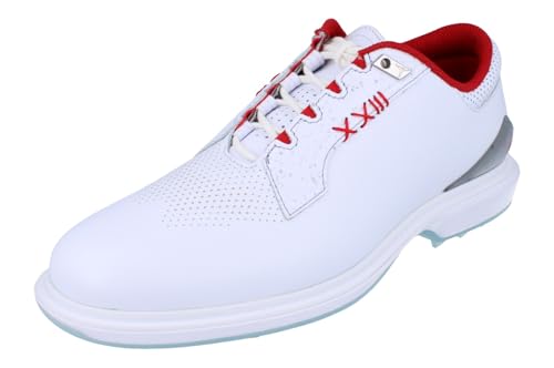 Jordan ADG 5 Golf Shoes (FQ6642-101, White/Metallic Silver/Blue Tint/Fire Red) Size 10.5