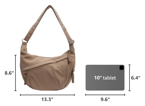 Image of Hobo Bag for Women Men Crescent Shoulder Bag Retro Nylon Canvas Crossbody Bag Slouchy Corduroy Dumpling Bag Purse | Retro