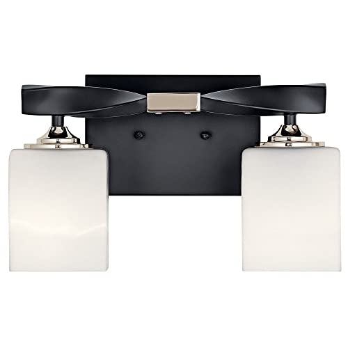 Image of KICHLER Marette 13.5 inch 2 Light Vanity Light with Satin Etched Cased Opal Glass in Brushed Nickel