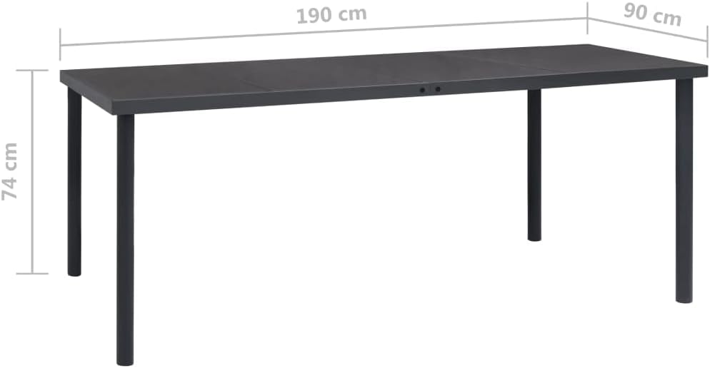 Outdoor Side Table, Patio End Table with Metal Frame, Home Coffee Table for Living Room, Balcony, Patio Dining Table Anthracite 74.8"x35.4"x29.1" Steel