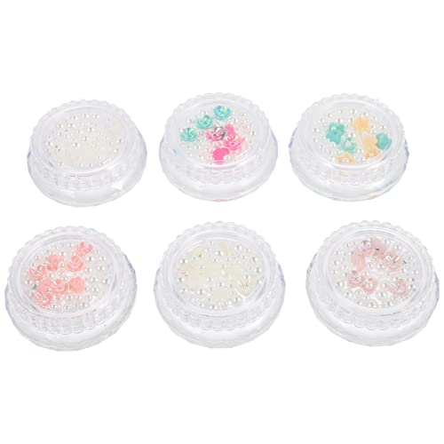 FRCOLOR Nail Art Decorations Multi Shapes Pearl Flower Charms for Nail Supplies for Manicure and Creative Nail Design