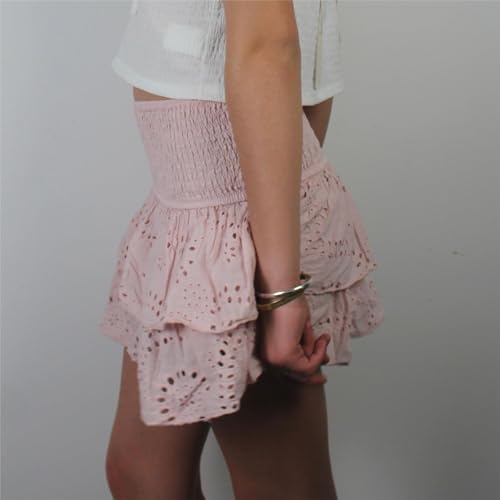 Sastianaen Women Y2k Ruffle Mini Skirt Flowy Layered Short Skirt Boho High Waist A Line Skirt Cute Skirts for Teen Girls3