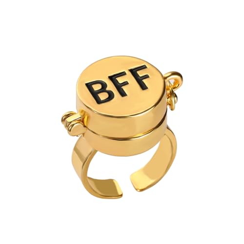 HOMEBEARJ Rotating BFF Rings for Women, Gold Cartoon Anime Rings, Adjustable Spinner Best Friend...