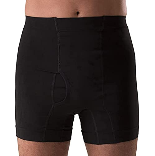 Corsinel Regular Male Boxer Low for Medium Ostomy and Hernia Support (Black, M) | Seamless Ostomy...