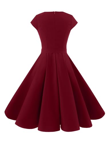 Image of Dressystar Women's Vintage 1950s A Line Cap Sleeve Cocktail Party Dress