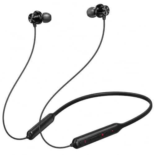 Image of Bouncefit Bluetooth Wireless Mangentic On /Off Neckband, 40 Hours Battery, Fast Charge, IPX7, Low Latency, in Ear Bluetooth Neckband with Mic Earphones (Black) AA