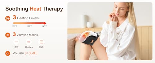 Image of SELLASTIC Knee Massager with Red Light Heat Massage Therapy, Rechargeable Vibration Pain Relief for Swelling Stiff Joints, Stretched Ligament and Muscles Injuries, Portable Massage for Men, Women, Elder