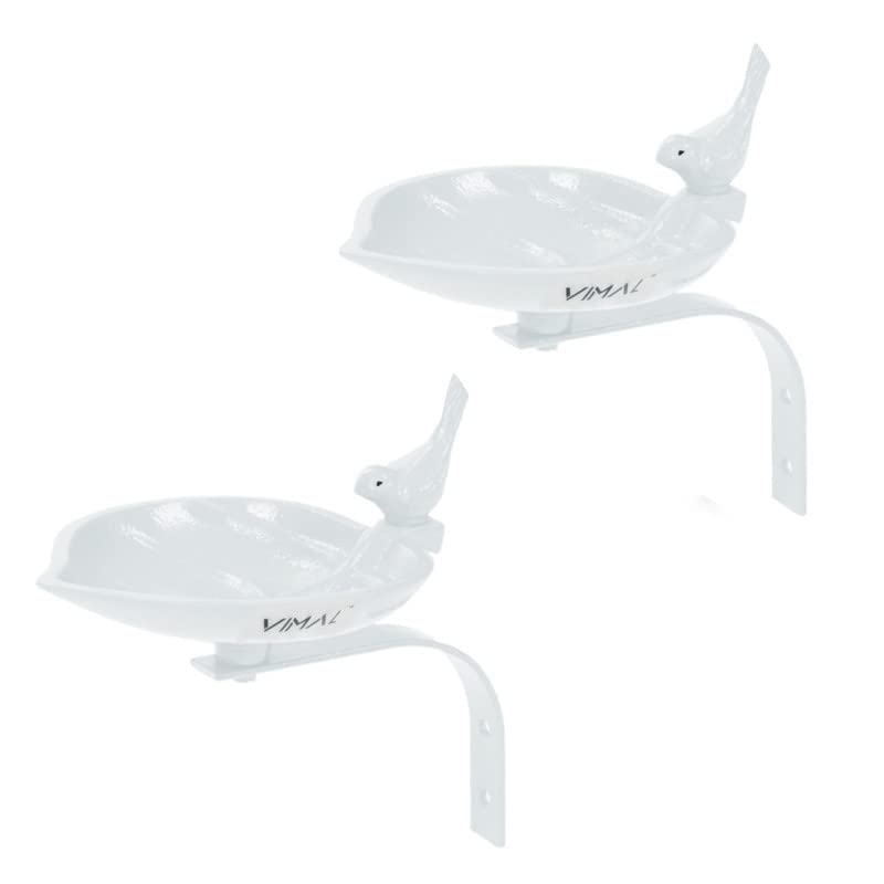 Vimal - Metal Wall Mounted Bird Bath or Feeder for Attractive Vintage & Lovely Bird Feeder - (White) Pack of 2 (B09MLRYKZ8) Amazon Price History, Amazon Price Tracker