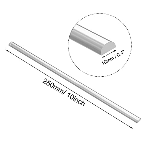 Image of uxcell Acrylic Round Rod,5mmx10mmx250mm Clear,Semicircle Shape Solid Plastic PMMA Bar Stick 4pcs
