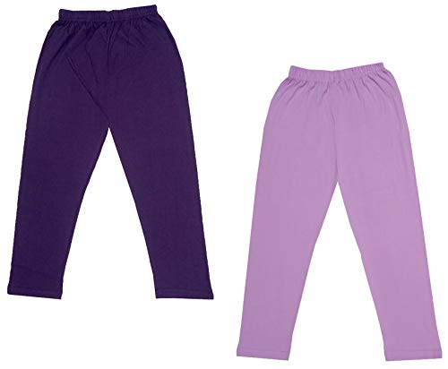 Image of IndiWeaves Girls Super Soft Cotton Solid Capri Pants (Purple, Wine, 6-7 Years) Pack of 2