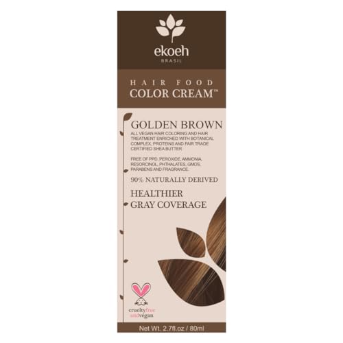 Hair Color EKOEH BRASIL Cream Golden Brown, PPD FREE, VEGAN 2.7fl.oz