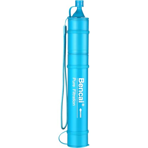 Bencai Detachable Water Filter Straw - Backwashable, Portable Water Purifier for Camping, Hiking, Survival & Emergencies, Built-in Compass, 1-Pack