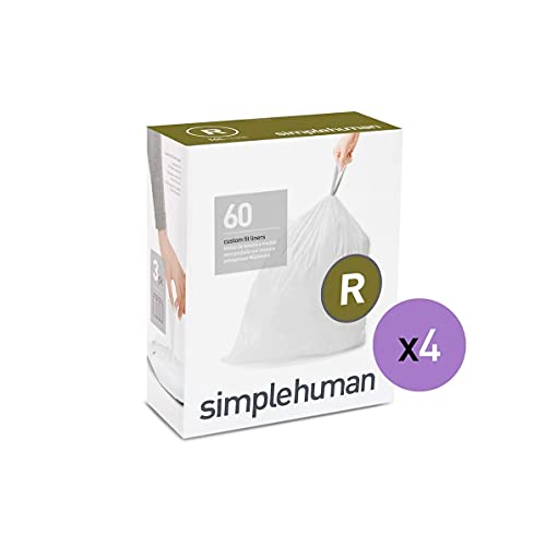 Image of simplehuman Code R Custom Fit Drawstring Trash Bags in Dispenser Packs, 30 Liter / 8 Gallon, White - 240 Liners