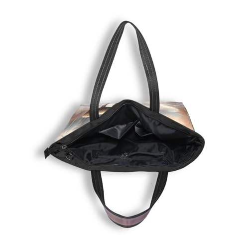 Women Tote Bag Purse Winter Moose Print with Zipper, Patterned Handbag Reusable Grocery Bag Large Size4