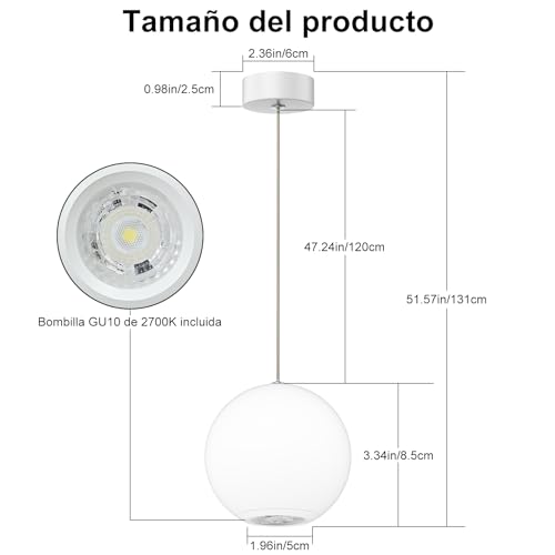 Reviews y listado de Lampara colgante blanca disponible en línea. 24 Imagen adicional
