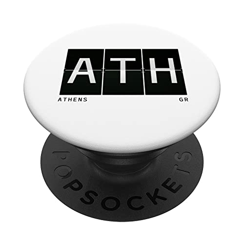 ATH Atenas Grecia Retro Aeropuerto Código de viaje Viajero PopSockets PopGrip Intercambiable Cover
