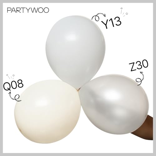 Image of PartyWoo Pearl White Balloons 101pcs 12 Inch Metallic White Latex Balloon for Anniversary Retirement Wedding Graduation Baby Shower Birthday Gender Reveal Engagement Tea Party Decorations White-Z30
