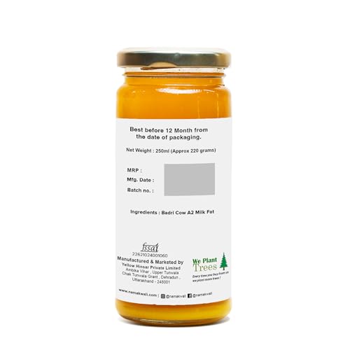 Image of Namakwali A2 Badri Cow Ghee 250ML | Traditional Vedic Bilona Method | Curd-Churned & Cultured | Grassfed, Pure, Natural & Danedar | Lactose-Free, Gluten-Free | 100% Natural & Lab-Tested | Certified Traditional Gaye ka Ghee