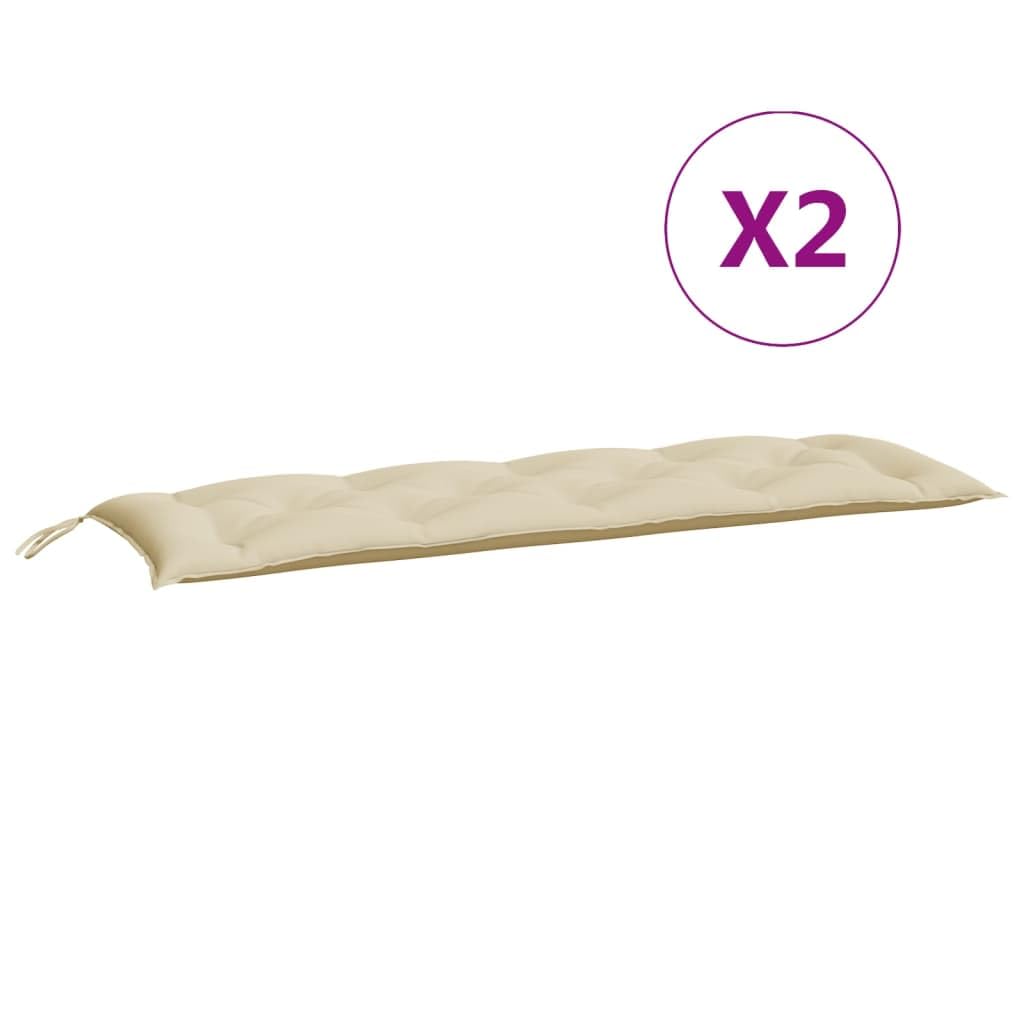 Cuscini Panca da Giardino 2pz Set Imbottiti Beige 150x50x7 cm