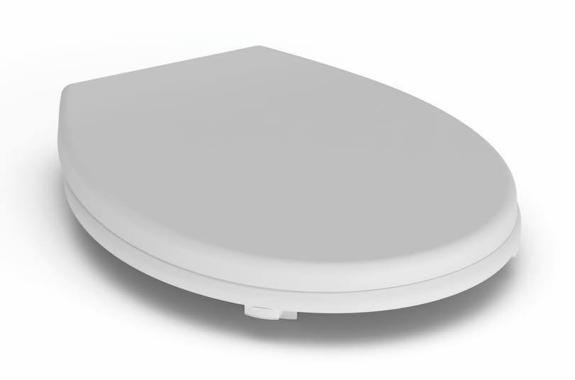 Heavy Duty Toilet Seat with Slow Close, Top Fixing and Buffer, White, 42 x 36.5 cm