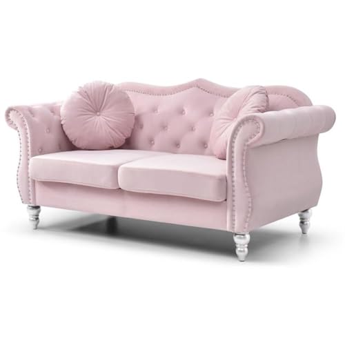 Glory Furniture Hollywood Velvet Loveseat in Pink