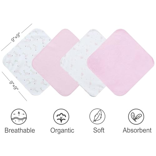 Image of softan Baby Washcloths, 24Pack Baby Wash Cloths Extra Soft & Ultra Absorbent, Baby Towels and Washcloths Face Towel Unisex for Boys Girls Body, Washclothes Gentle on Sensitive Skin, 9x9 Flamingos