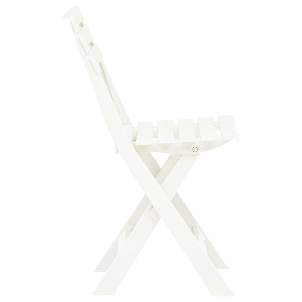 Lot de 2 chaises de jardin pliantes, en plastique, blanches, 44 x 41 x 78 cm, résistantes aux intempéries, légères et pliables, pour terrasse, balcon, camping, jardin