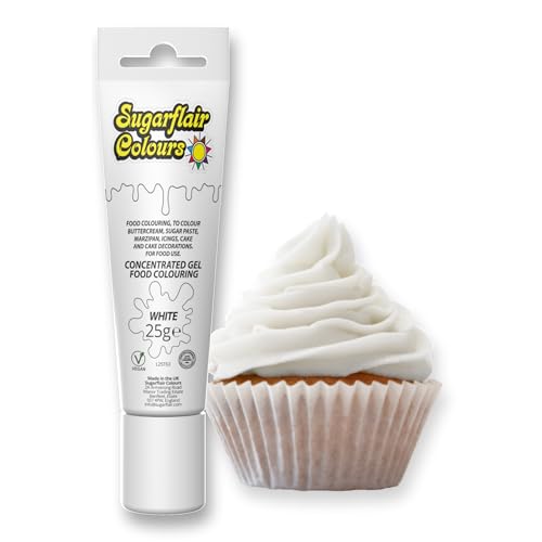 Sugarflair Essentials White Food Colouring Gel 25g - Concentrated Gel Food Dye for Cake Decorating Buttercream Fondant Royal Icing - Vegan Kosher Bake-Stable