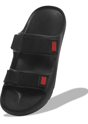 Image of Sliders for Men - Lightweight Mens EVA Slides | Cushioned, Waterproof, Adjustable Strap | All-Day Comfort with Double Strap Sandals