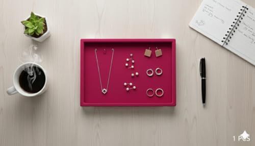 Image of Premium PinkRani Velvet Jewellery Display & Beading Tray | 12 x 9 Inch Organizer Tray for Necklaces, Bracelets, Cosmetics & Craft Storage | Soft Velvet Finish, Durable &(Pack of 1) (PinkRani)