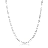 NYC Sterling Authentic Solid Sterling Silver Figaro Link .925 ITProLux Necklace Chains 1MM - 7.5MM, 16' - 30', Made In Italy, Men & Women, (18, 3MM)