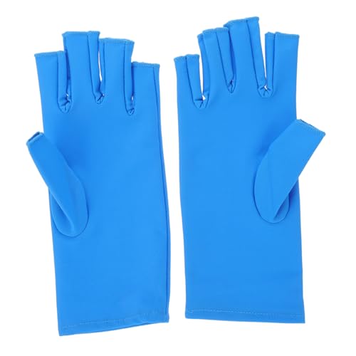 PRETYZOOM Guantes Manicura Sin Dedos Protección UV para Uñas Transpirables y Flexibles Azul Duraderos y Cómodos para Cuidado de Manos