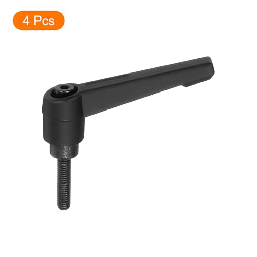 Image of uxcell 4Pcs M5 x 20mm Adjustable Knobs Handle Male Thread Push Button Ratchet Quick Release Locking Rotating Bolt for Lathe Machinery, Black