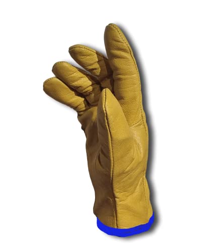 LLB Premium Fleece Lined Yellow Leather Winter Thermal Cold Work Gloves PPE HGV Lorry One Pair Large L 9