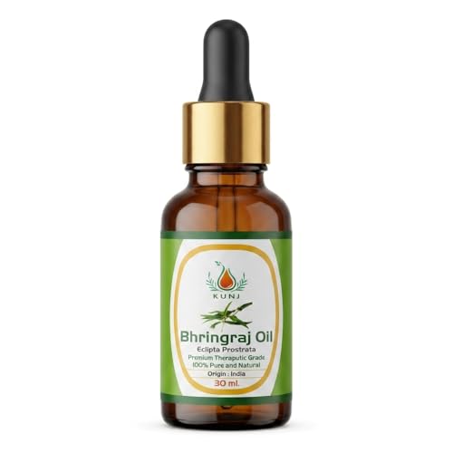 Image of KUNJ Bhringraj Oil for Hair Growth & Hair Fall Control 30ml | 100% Pure Ayurvedic Bhringraj Oil (Eclipta Prostrata) | Strong Roots, Scalp Nourishment & Dandruff Care | Natural Hair Care Oil