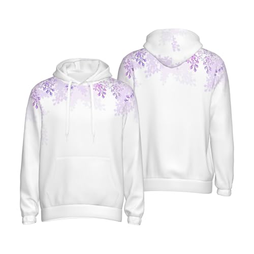 Sweat à capuche hommes fleurs lilas avec cordon de serrage - 7