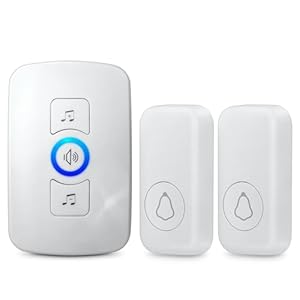 KERUI Doorbell,1000Ft Range Wireless Doorbell,5 Adjustable Volumes Doorbell Chime, 60 Melodies Smart Doorbell with LED Flash for Home/Classroom(2 Waterproof Door Bell with Buttons & 1 Receiver,White)