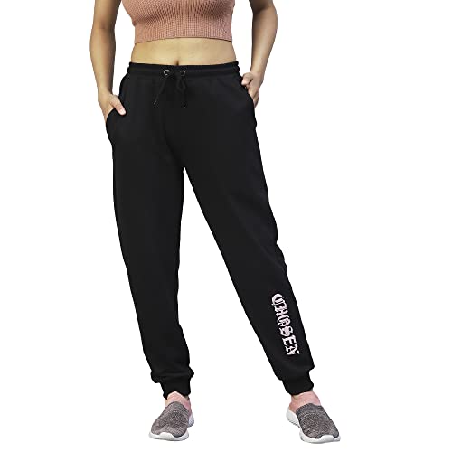 Image of Rigo Regular Fit Terry Joggers for Women | Stretchable Straight Relaxed Fit Track Pants for Women | Stylish Joggers for Women | Lower for Workout, Gym, Sportswear and Casual Wear Black