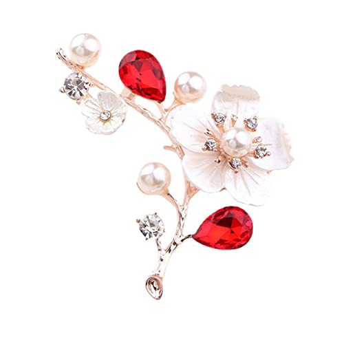 Broche fleur de perle cristal rouge pour sublimer une tenue de fête terne