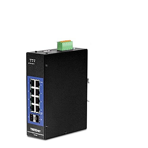 Image of TRENDnet 10-Port Industrial Gigabit L2 Managed DIN-Rail Switch, 8 X Gigabit, 2 X SFP Slots, DIN-Rail Mount, IP30, Vlan, Qos, Lacp, STP /Rstp, Bandwidth Management, TI-G102i (Renewed)