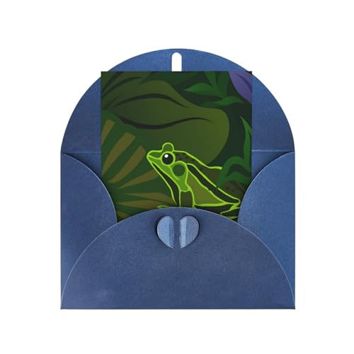 カエル3 メッセージレターカード 記念日お祝いプリントカード Blue