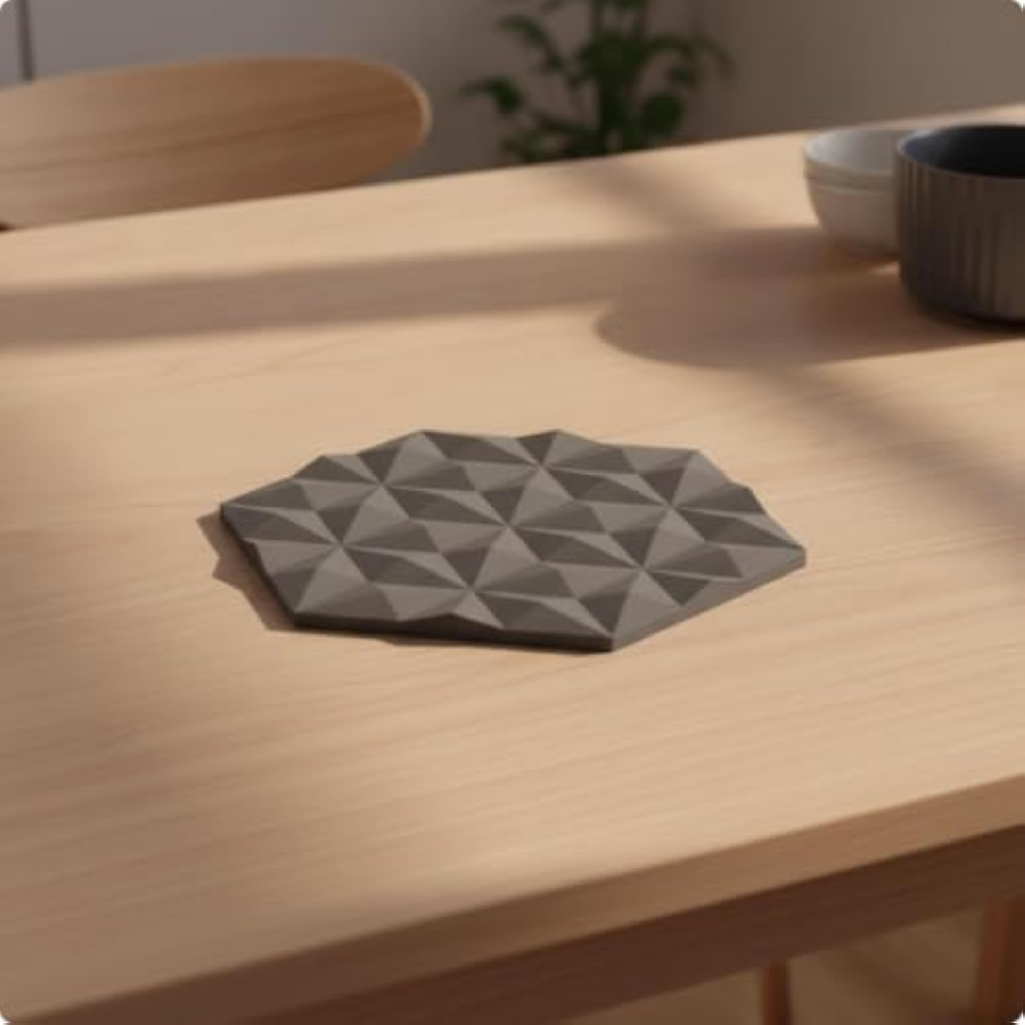 Hexagonal Silicone Hot Pad Mat, Dark Gray